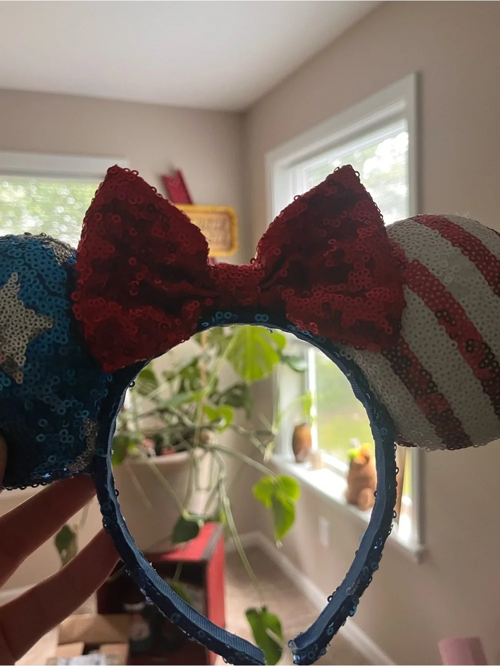 Disney Sequin Minnie Ears Headband - Red & Blue